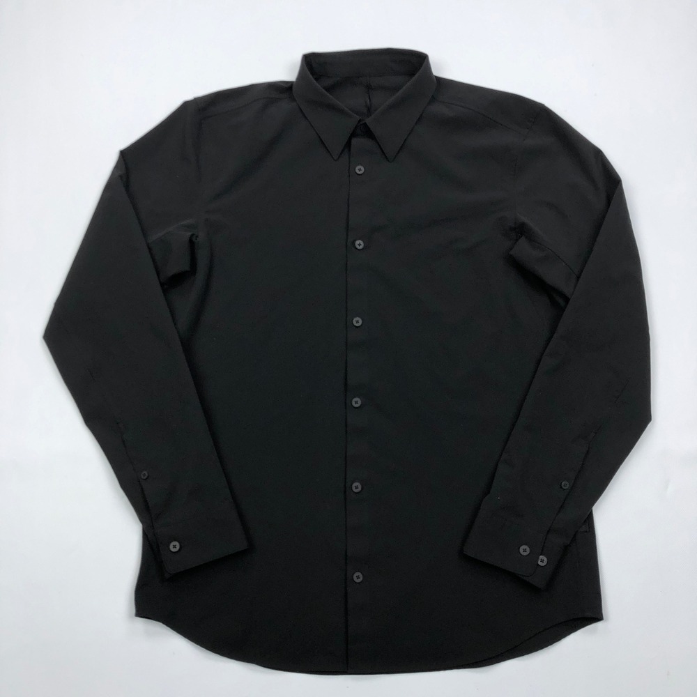 Lululemon Mens Commission Long Sleeve Shirt Black Medium Button Down Techwear
